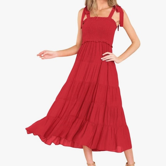 R.Vivimos Women's Summer Cotton Adjustable Straps Flowy A Line Midi Dress, lg - Picture 3 of 4